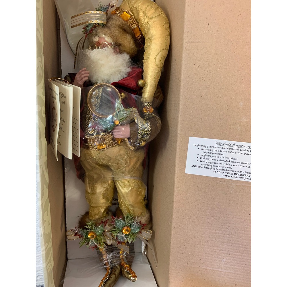 Mark Roberts All That Glitters Fairy Med 51-82428 Gold Burgundy Santa Christmas